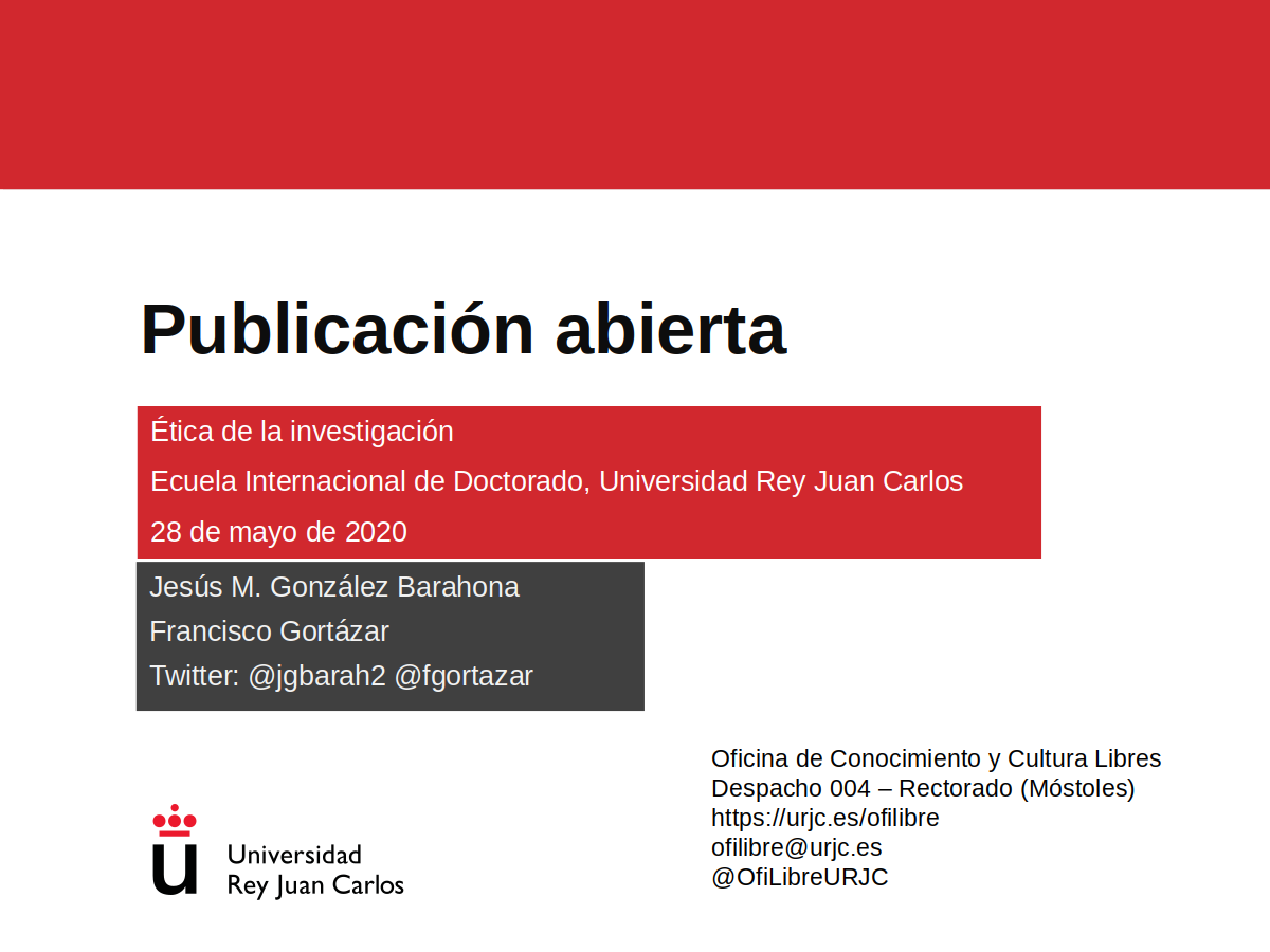 Curso sobre Publicación Abierta, Mayo 2020