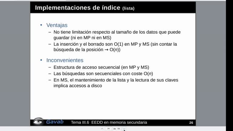Tema 6.EEDD en memoria secundaria. Índices